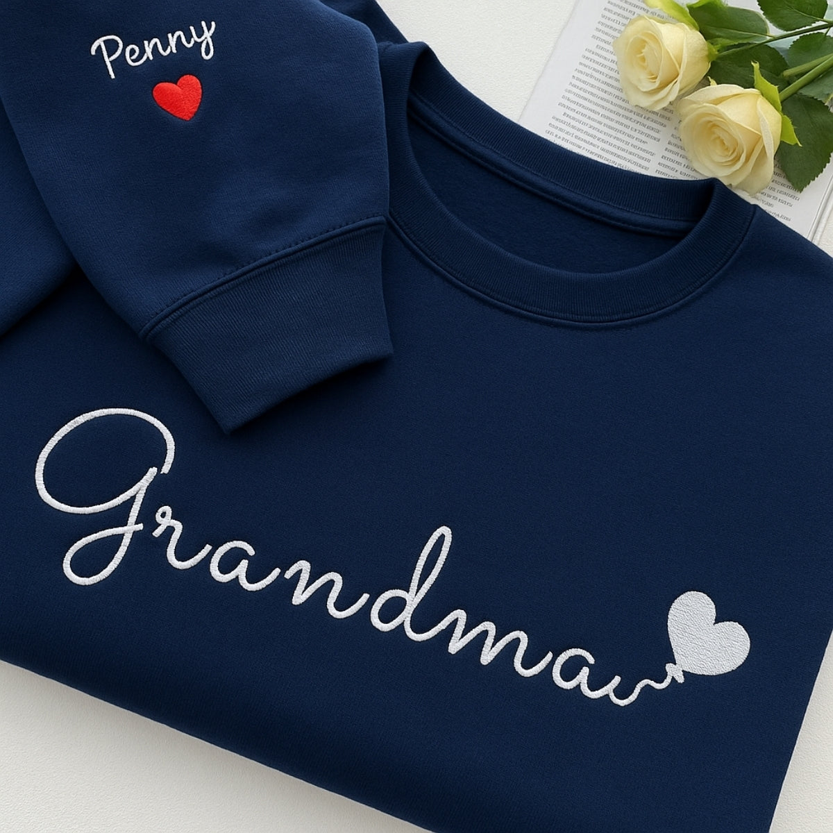 Custom EST Embroidered Sweatshirt - Personalized Grandma Gift - Grandchildren Names