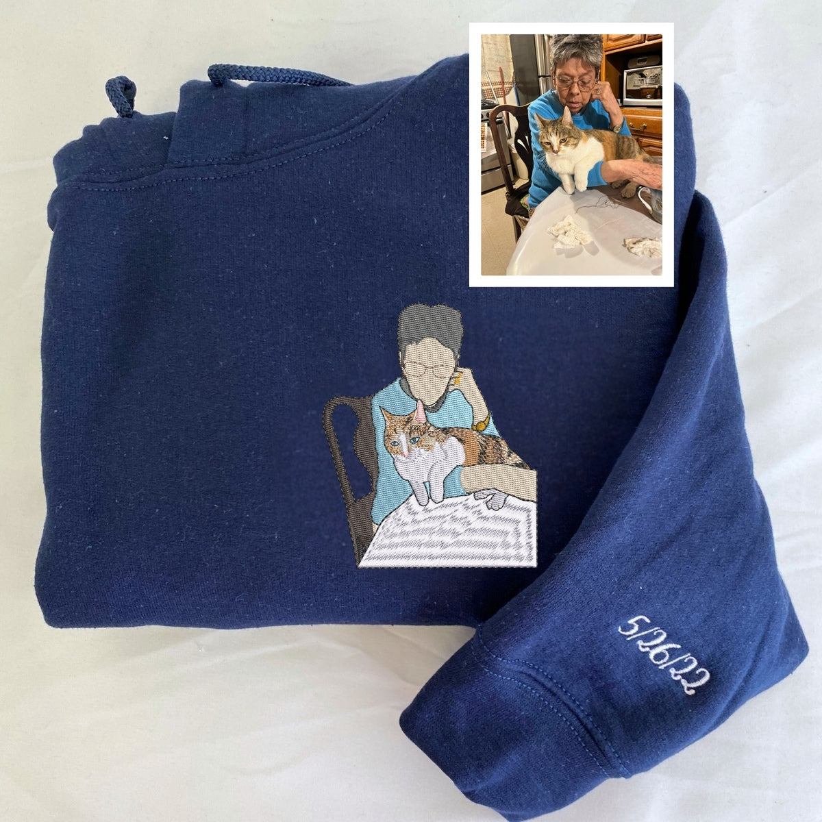 Custom Family Embroidered Hoodie - Personalized Grandma Sweatshirt - Grandmother Portrait Gift
