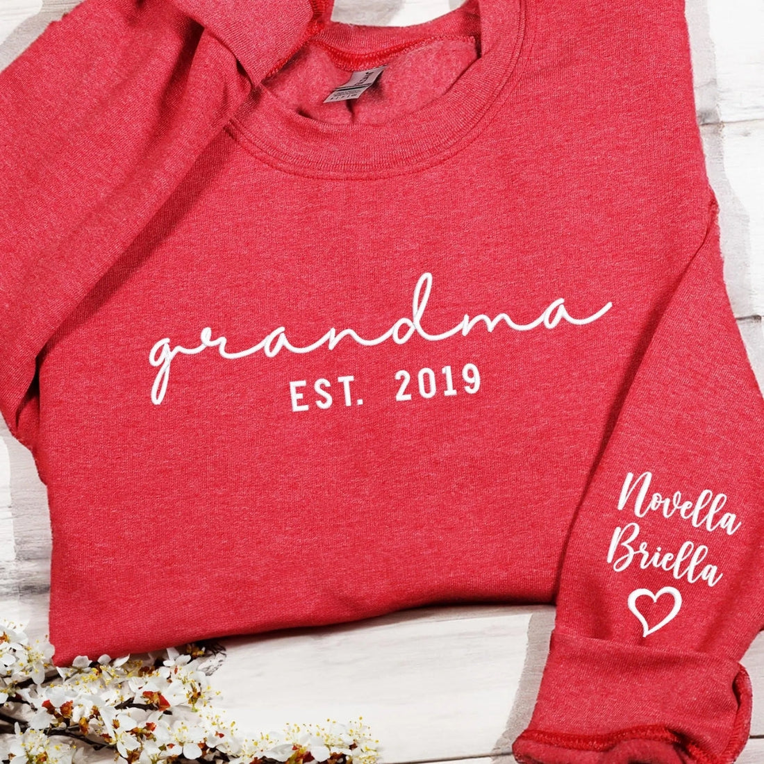 Custom Grandchildren Names Embroidered Sweatshirt - Personalized Grandma Gift