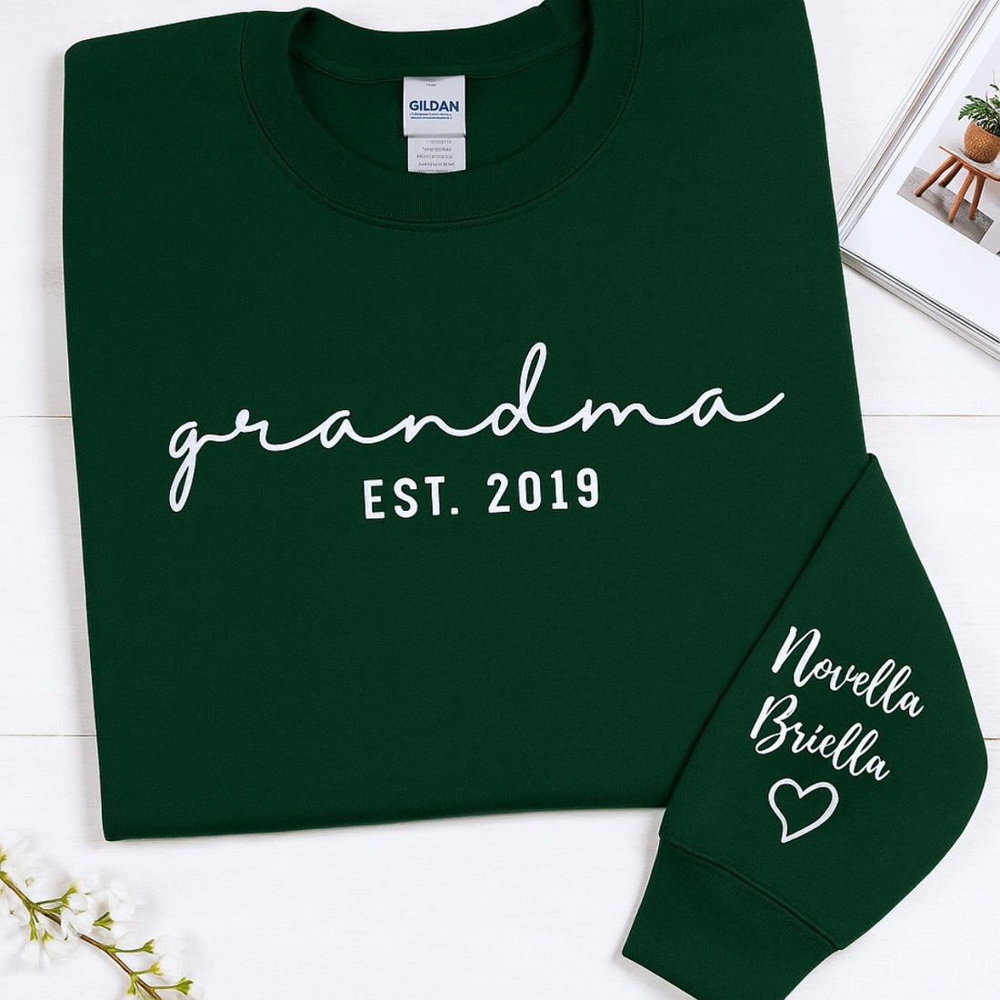 Custom Grandchildren Names Embroidered Sweatshirt - Personalized Grandma Gift