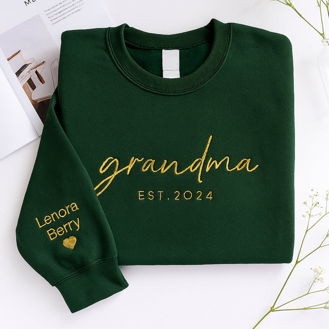 Custom Grandchildren Names Embroidered Sweatshirt - Personalized Grandma Gift 2
