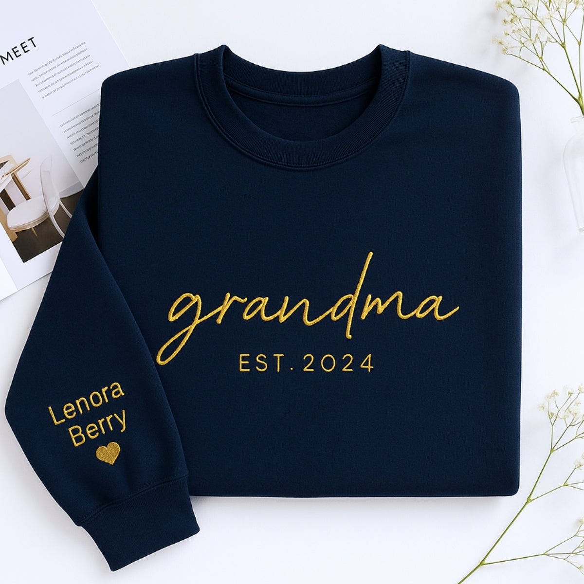 Custom Grandchildren Names Embroidered Sweatshirt - Personalized Grandma Gift 2