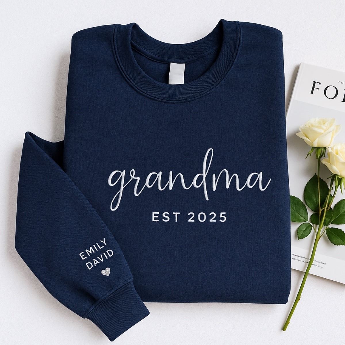 Custom Grandchildren Names Embroidered Sweatshirt - Personalized Grandma Gift 2