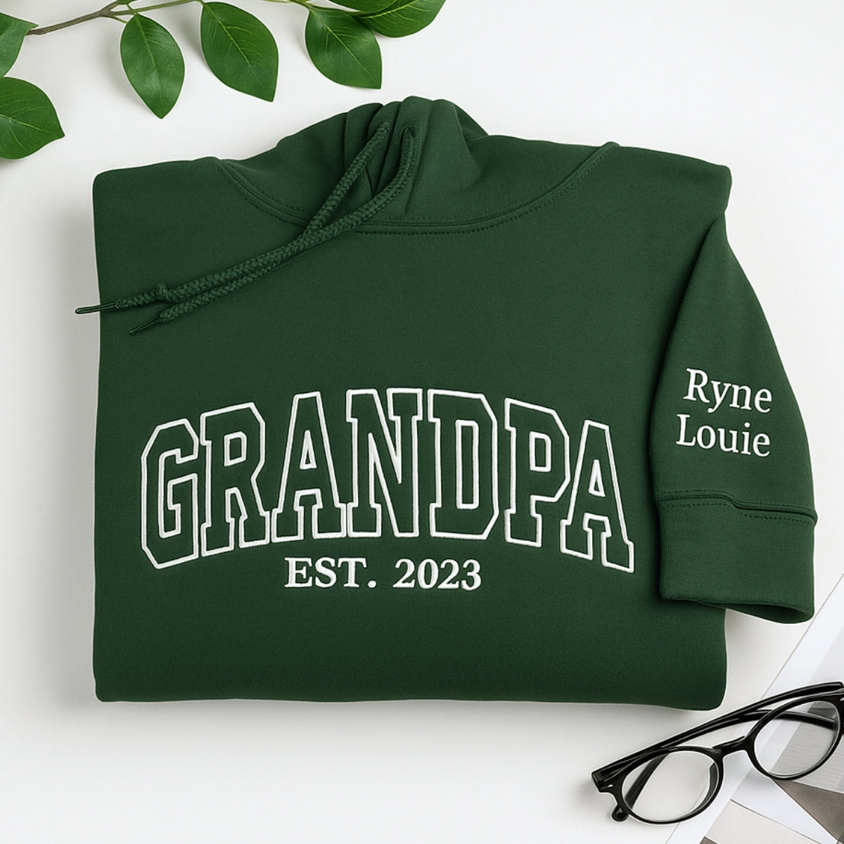 Grandpa Custom Embroidered Hoodie - Personalized with Grandchildren Names - Gift for Grandpa