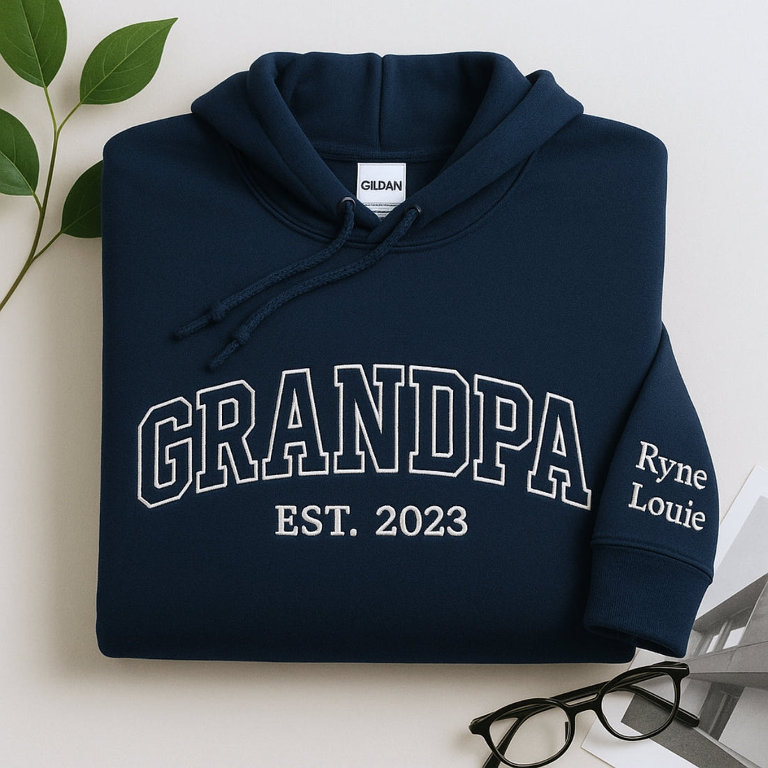 Grandpa Custom Embroidered Hoodie - Personalized with Grandchildren Names - Gift for Grandpa