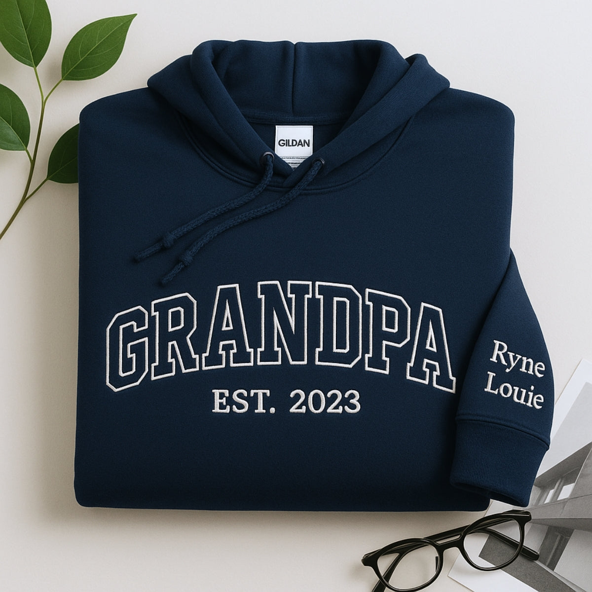 Grandpa Custom Embroidered Hoodie - Personalized with Grandchildren Names - Gift for Grandpa