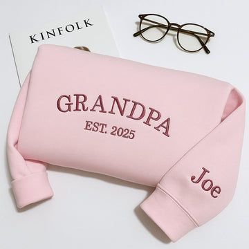 Grandpa Custom Embroidered Sweatshirt - Personalized Grandchild Name - Perfect Gift for Grandpa