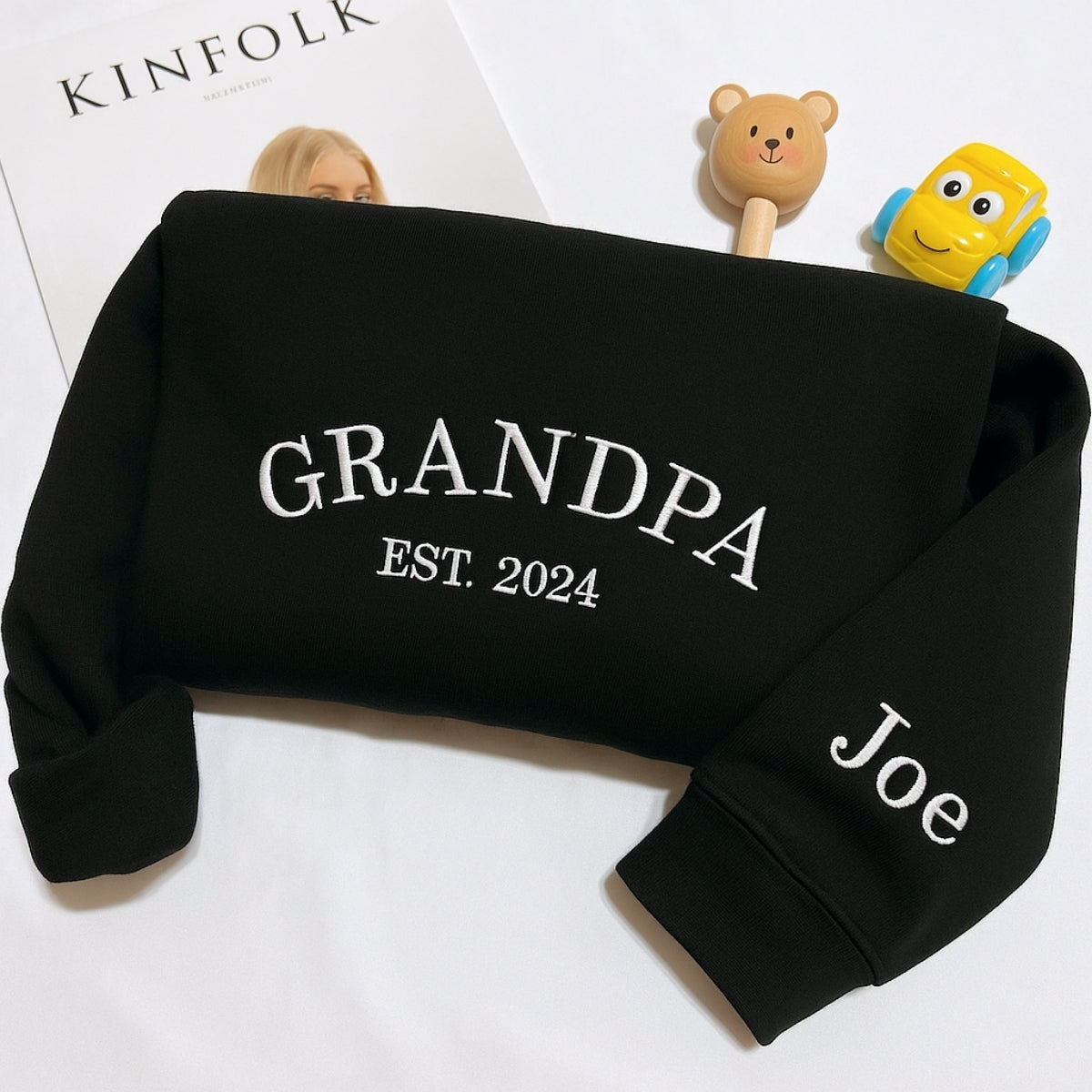 Grandpa Custom Embroidered Sweatshirt - Personalized Grandchild Name - Perfect Gift for Grandpa