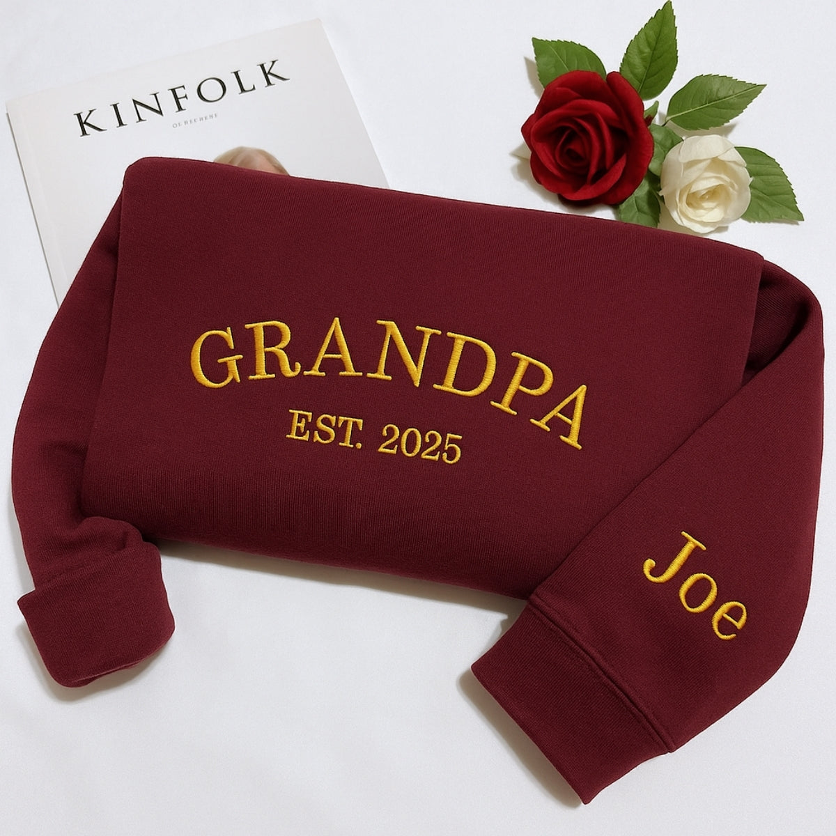 Grandpa Custom Embroidered Sweatshirt - Personalized Grandchild Name - Perfect Gift for Grandpa