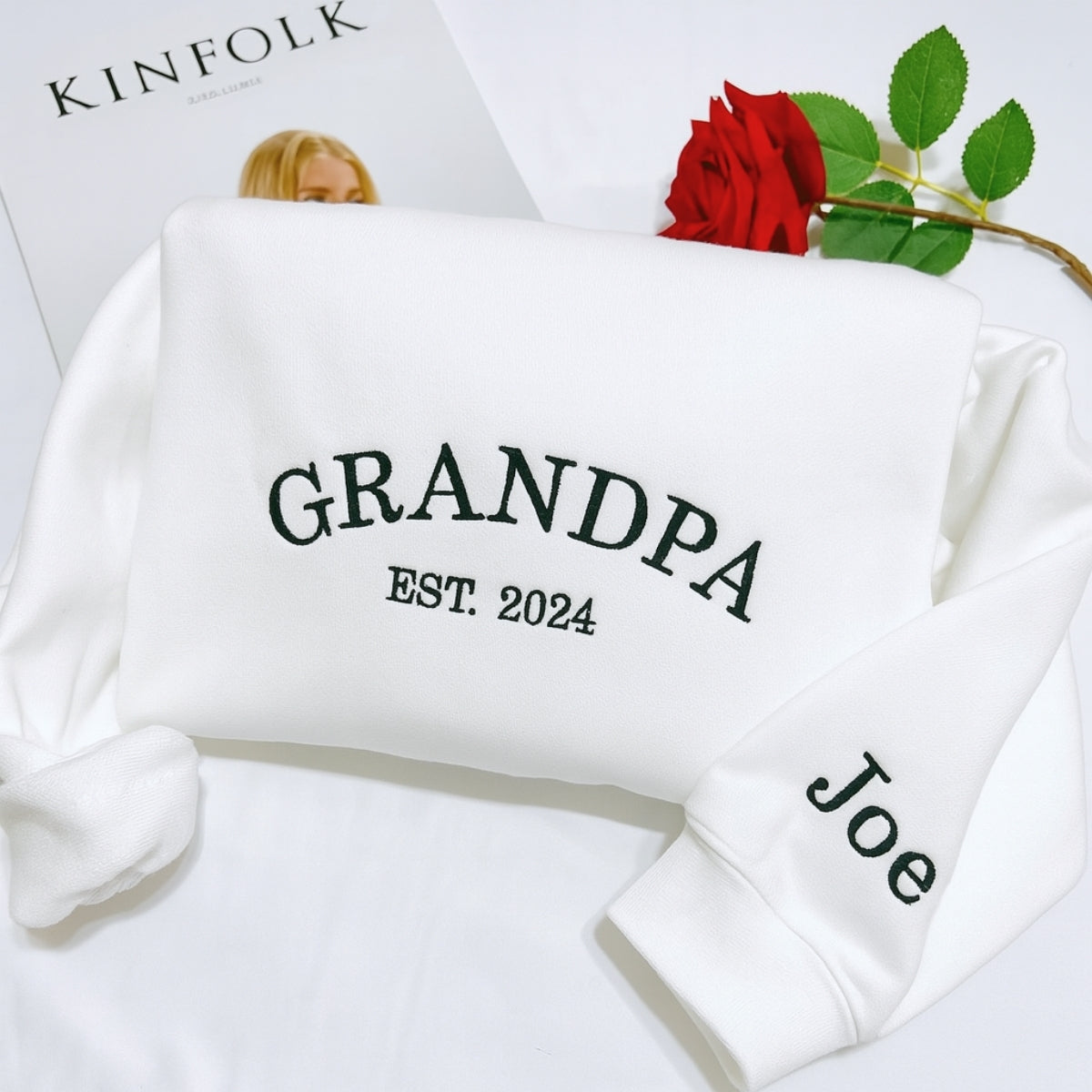 Grandpa Custom Embroidered Sweatshirt - Personalized Grandchild Name - Perfect Gift for Grandpa
