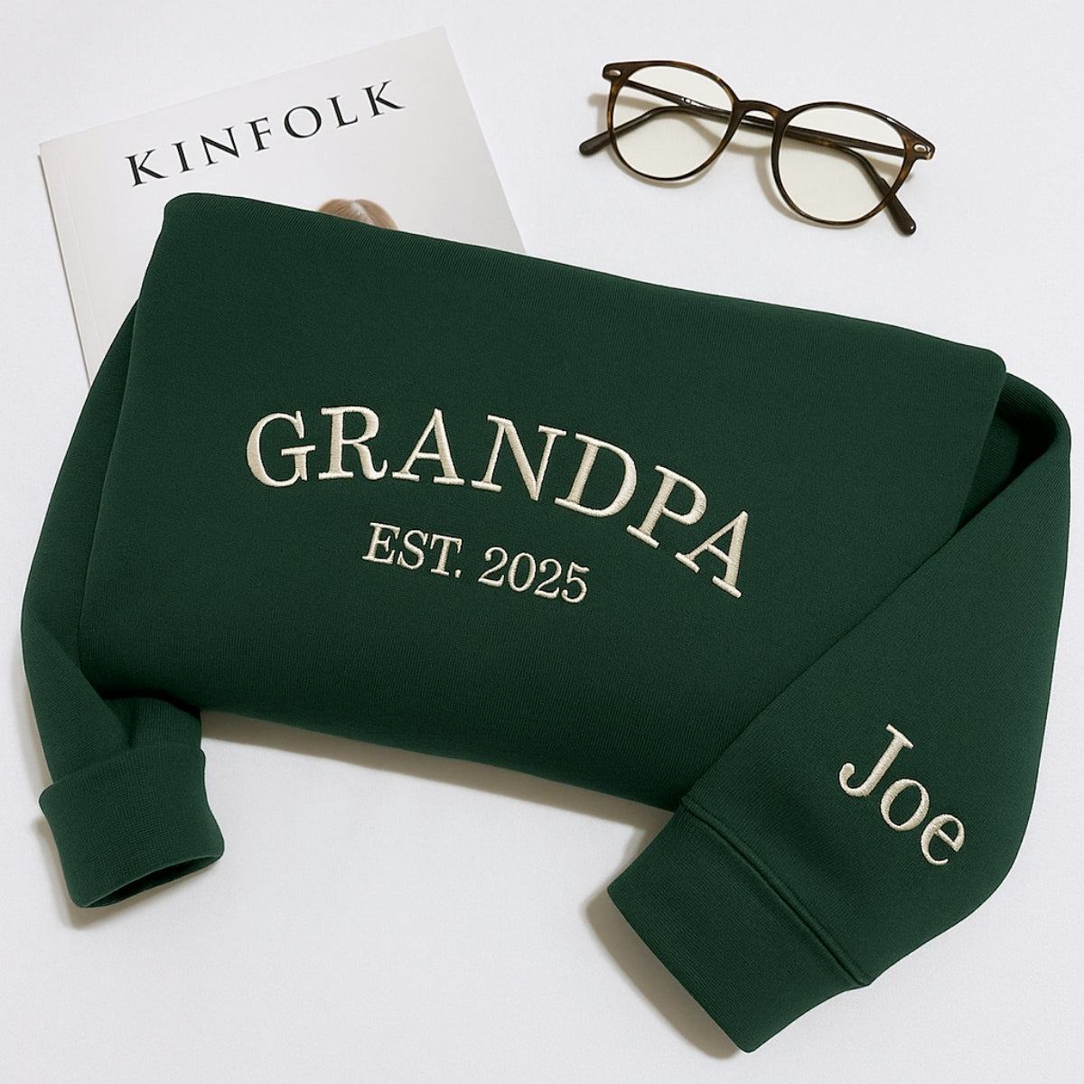 Grandpa Custom Embroidered Sweatshirt - Personalized Grandchild Name - Perfect Gift for Grandpa