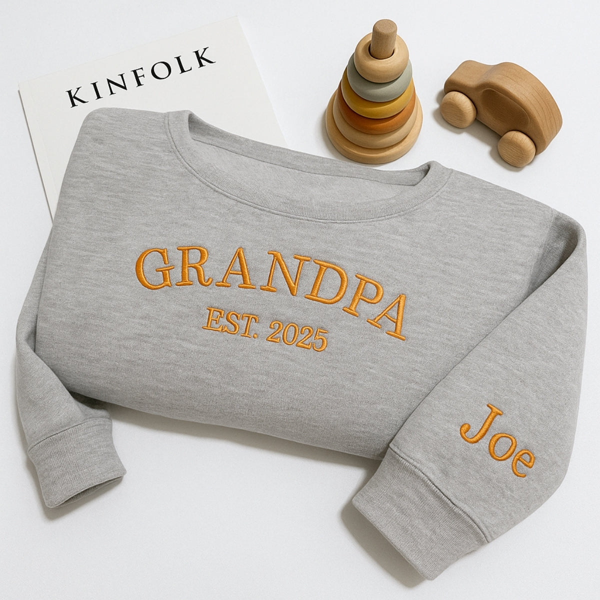 Grandpa Custom Embroidered Sweatshirt - Personalized Grandchild Name - Perfect Gift for Grandpa