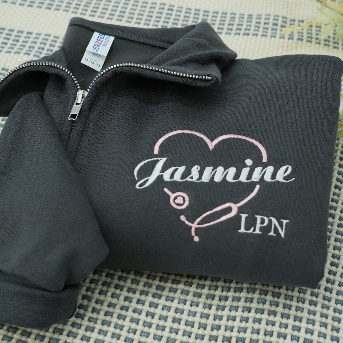 LPN Custom Embroidered Quarter-Zip Sweatshirt - Personalized Name - Licensed Practical Nurse Gift