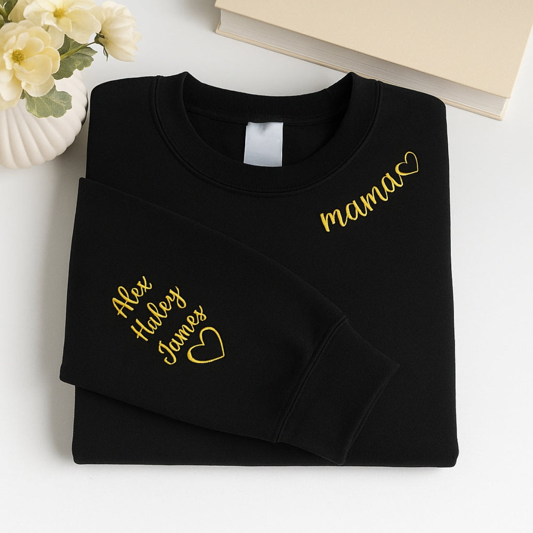 Mama Custom Embroidered Sweatshirt - Personalized Mom Hoodie with Kids Names - Mother's Day Gift