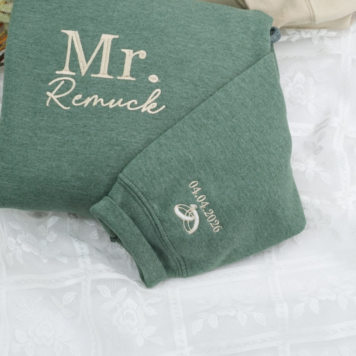 Mr & Mrs Custom Embroidered Hoodies - Personalized Last Name Couples - Wedding Gift