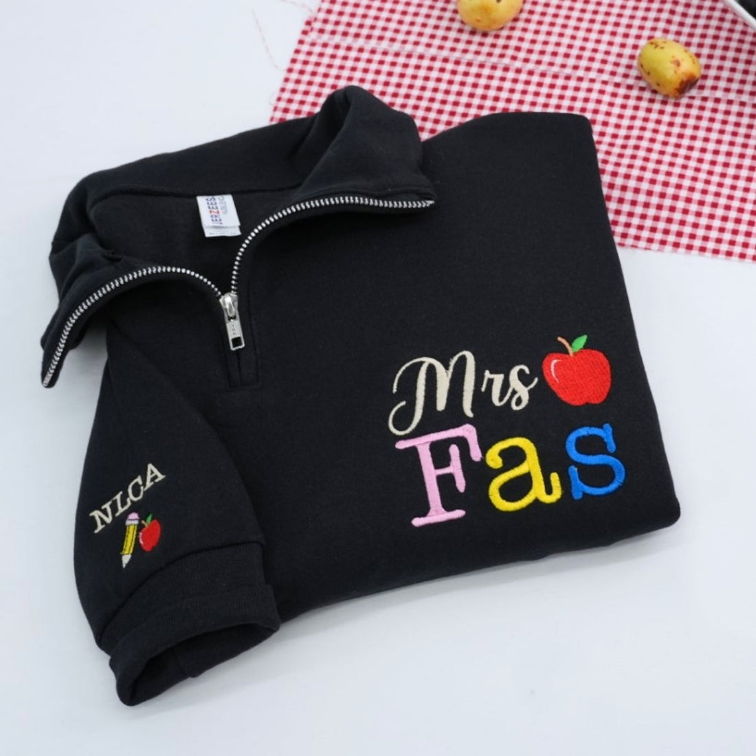Mrs Teacher Custom Embroidered Quarter-Zip - Personalized Name - Education Apparel Teacher Gift