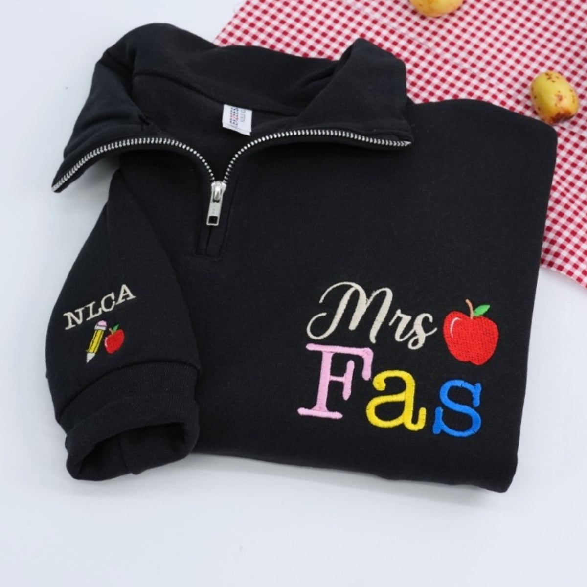 Mrs Teacher Custom Embroidered Quarter-Zip - Personalized Name - Education Apparel Teacher Gift