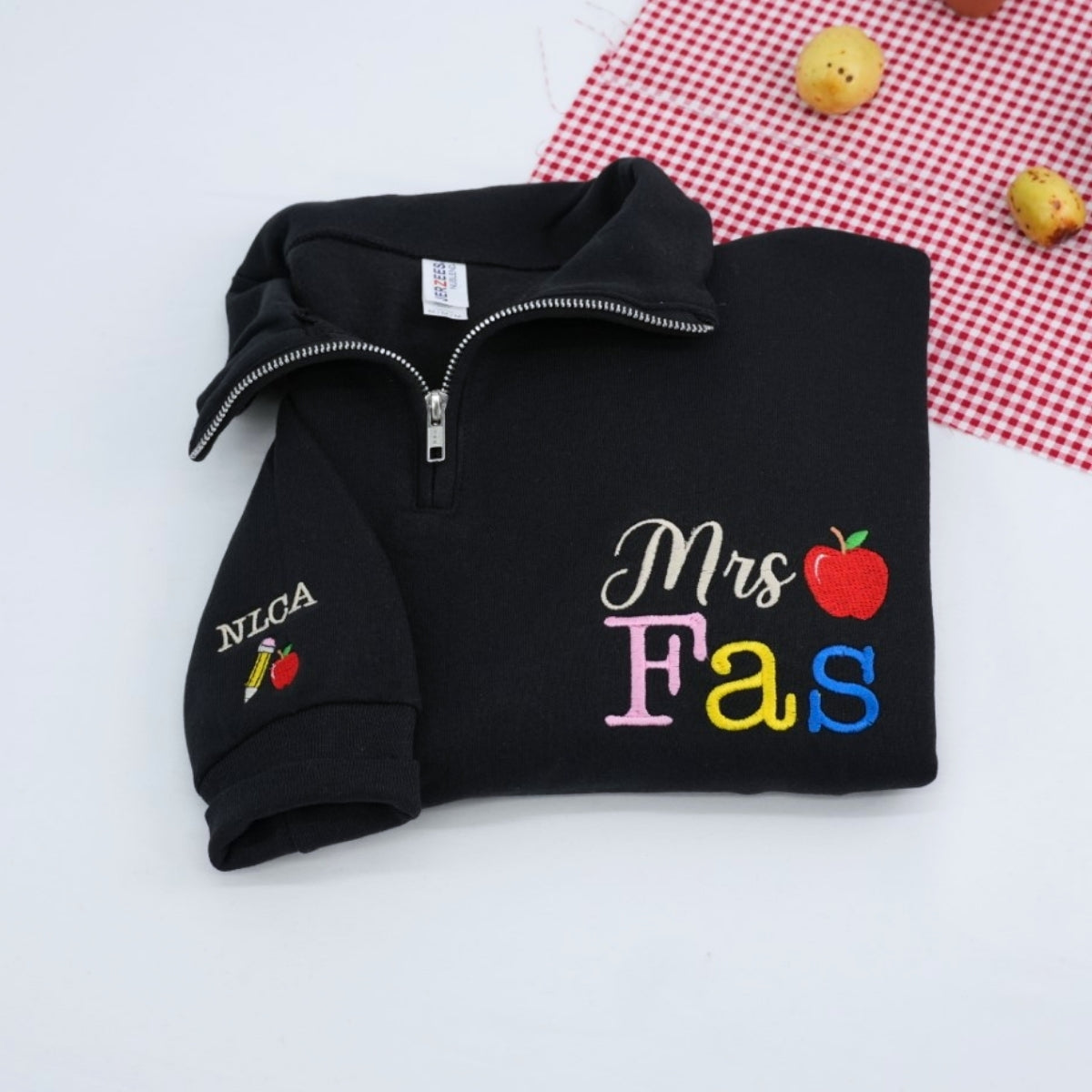 Mrs Teacher Custom Embroidered Quarter-Zip - Personalized Name - Education Apparel Teacher Gift