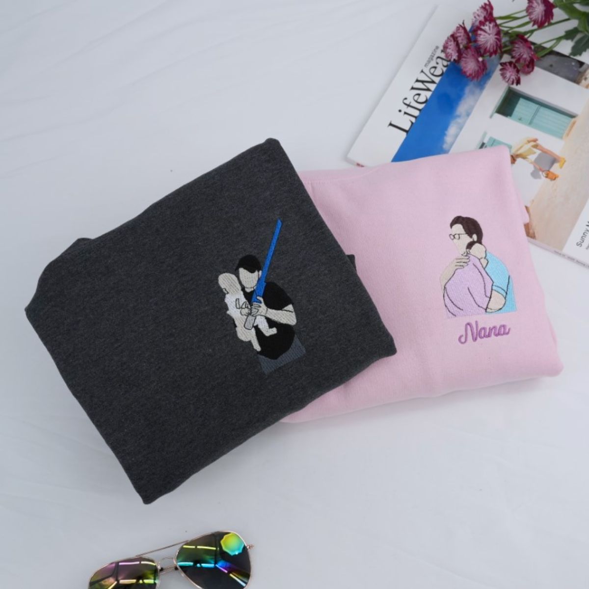 New Dad Custom Embroidered Hoodie - Baby Name Footprints - Personalized Father's Day Gift