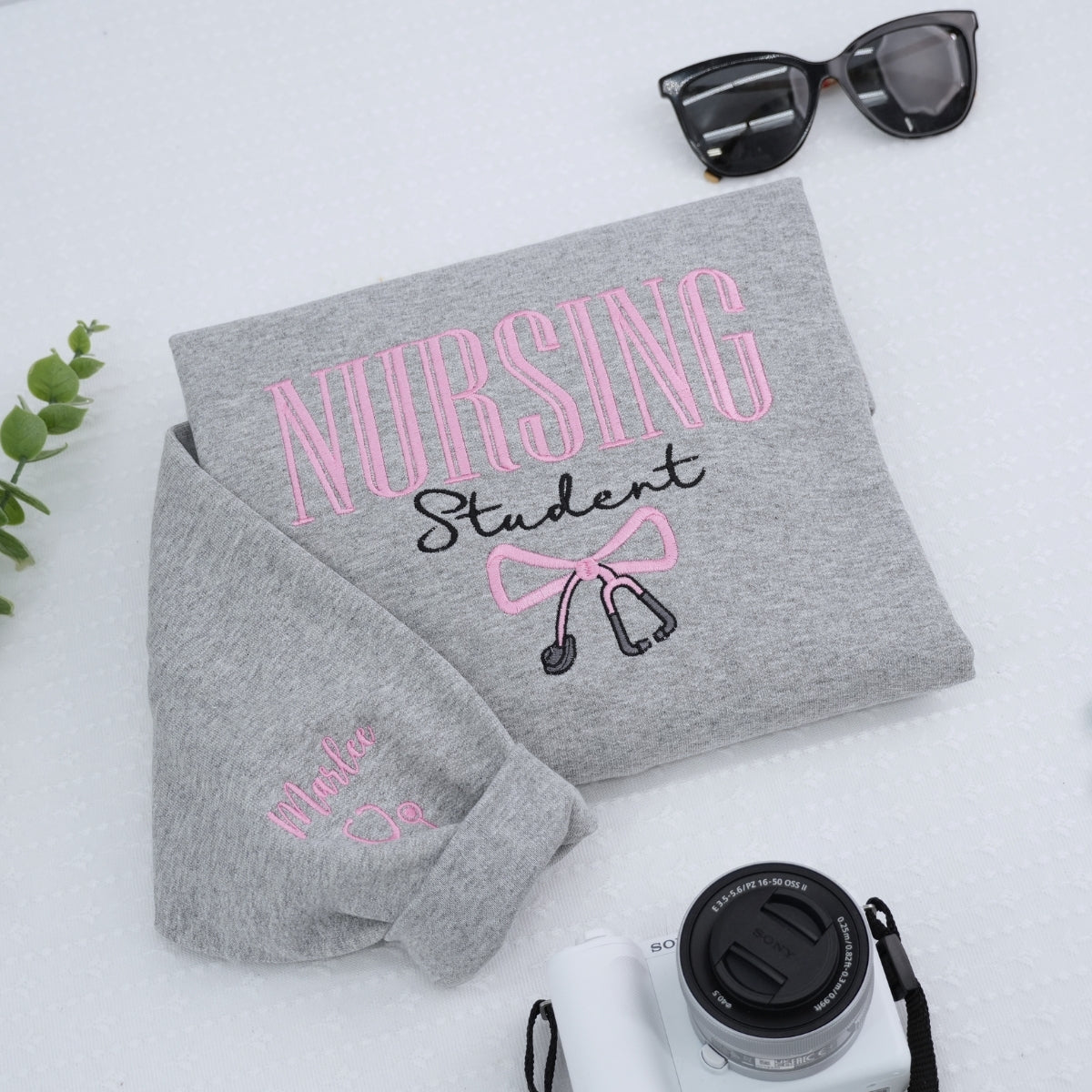 Nursing Student Custom Embroidered Sweatshirt - Personalized Name Nursing School Hoodie Gift