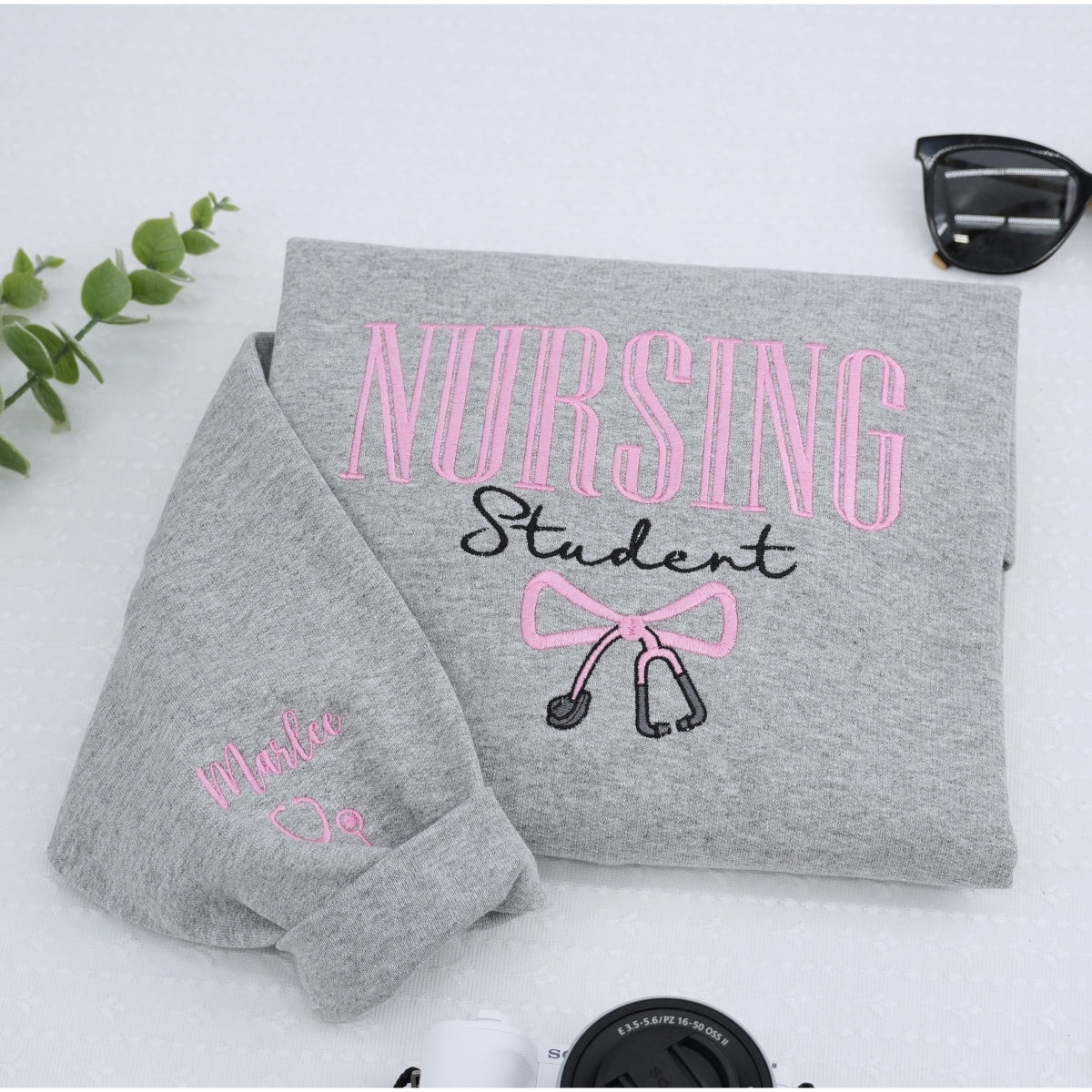 Nursing Student Custom Embroidered Sweatshirt - Personalized Name Nursing School Hoodie Gift