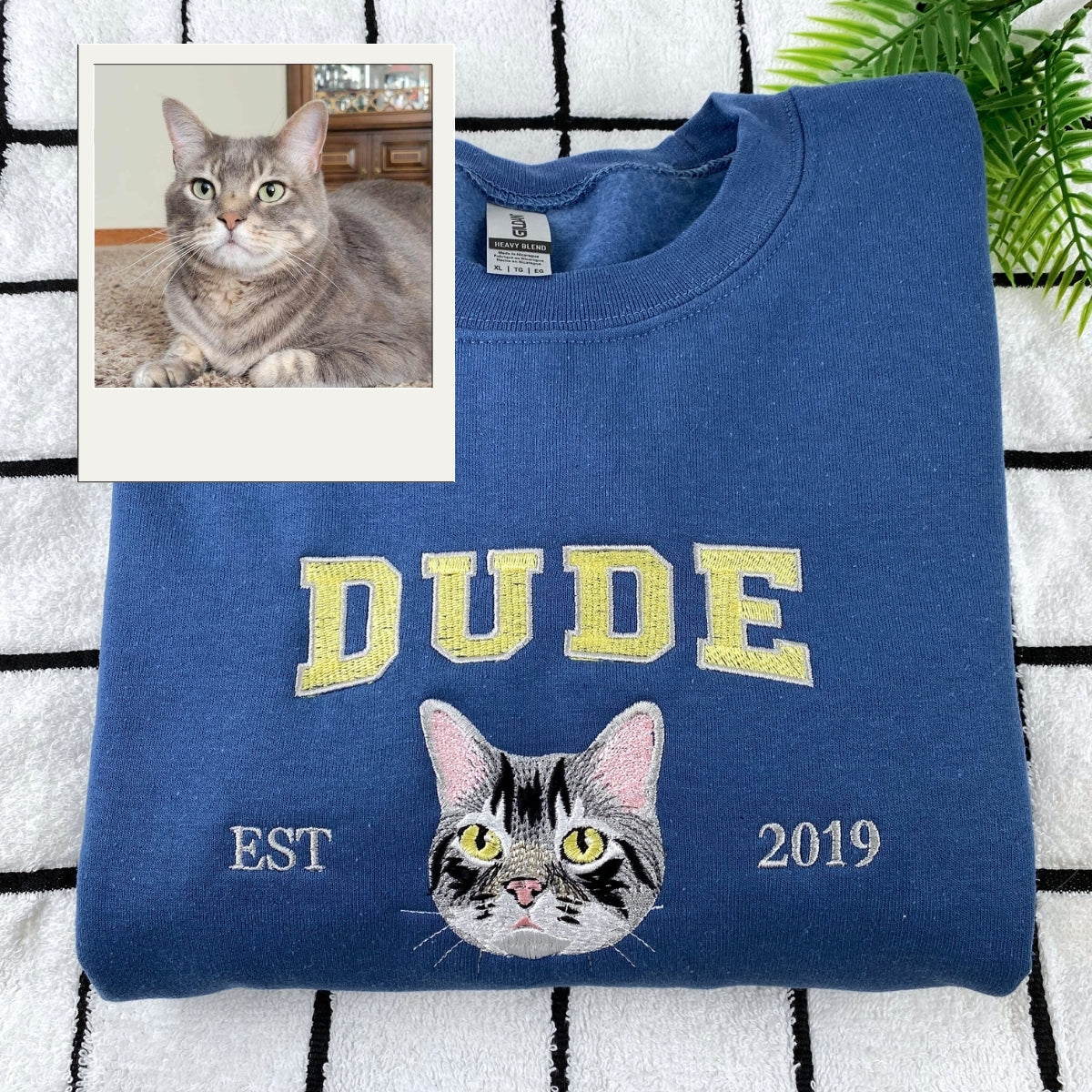 Pet Varsity Custom Embroidered Hoodie - Personalized Cat Name from Photo - Cat Mom Apparel