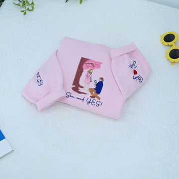 Proposal Custom Embroidered Hoodies - Personalized Portrait from Photo - Couple Gift