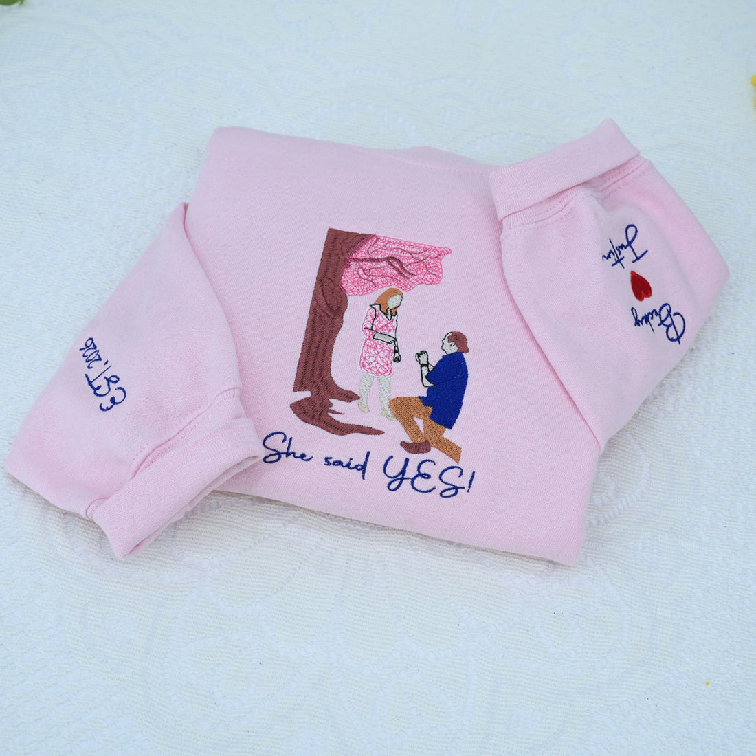 Proposal Custom Embroidered Hoodies - Personalized Portrait from Photo - Couple Gift