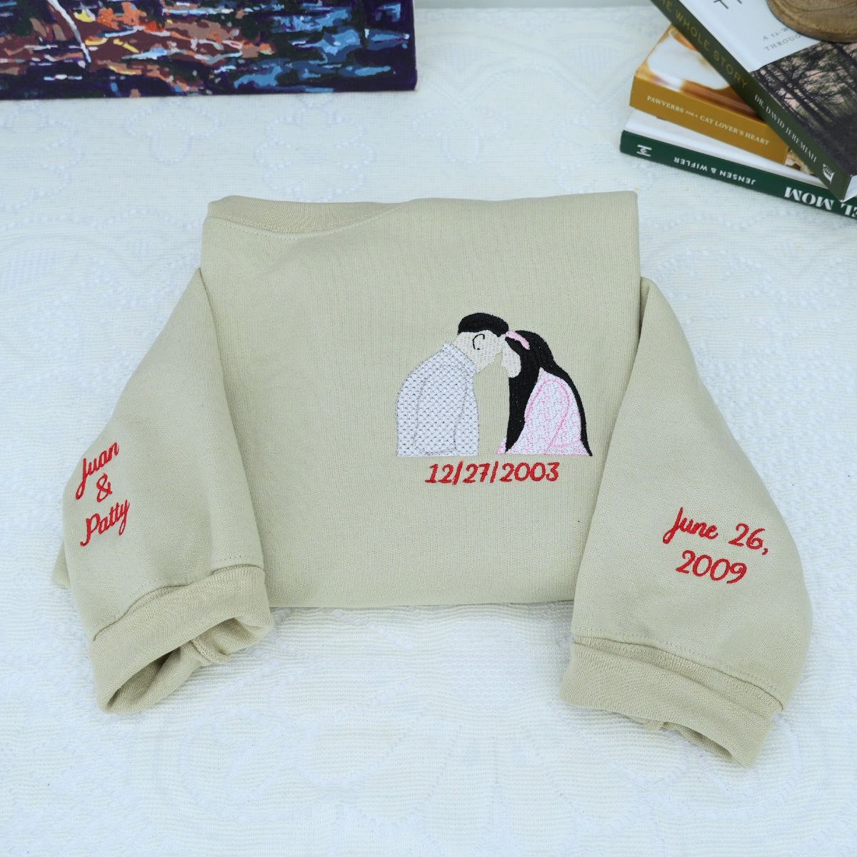 Proposal Custom Embroidered Hoodies - Personalized Portrait from Photo - Couple Gift