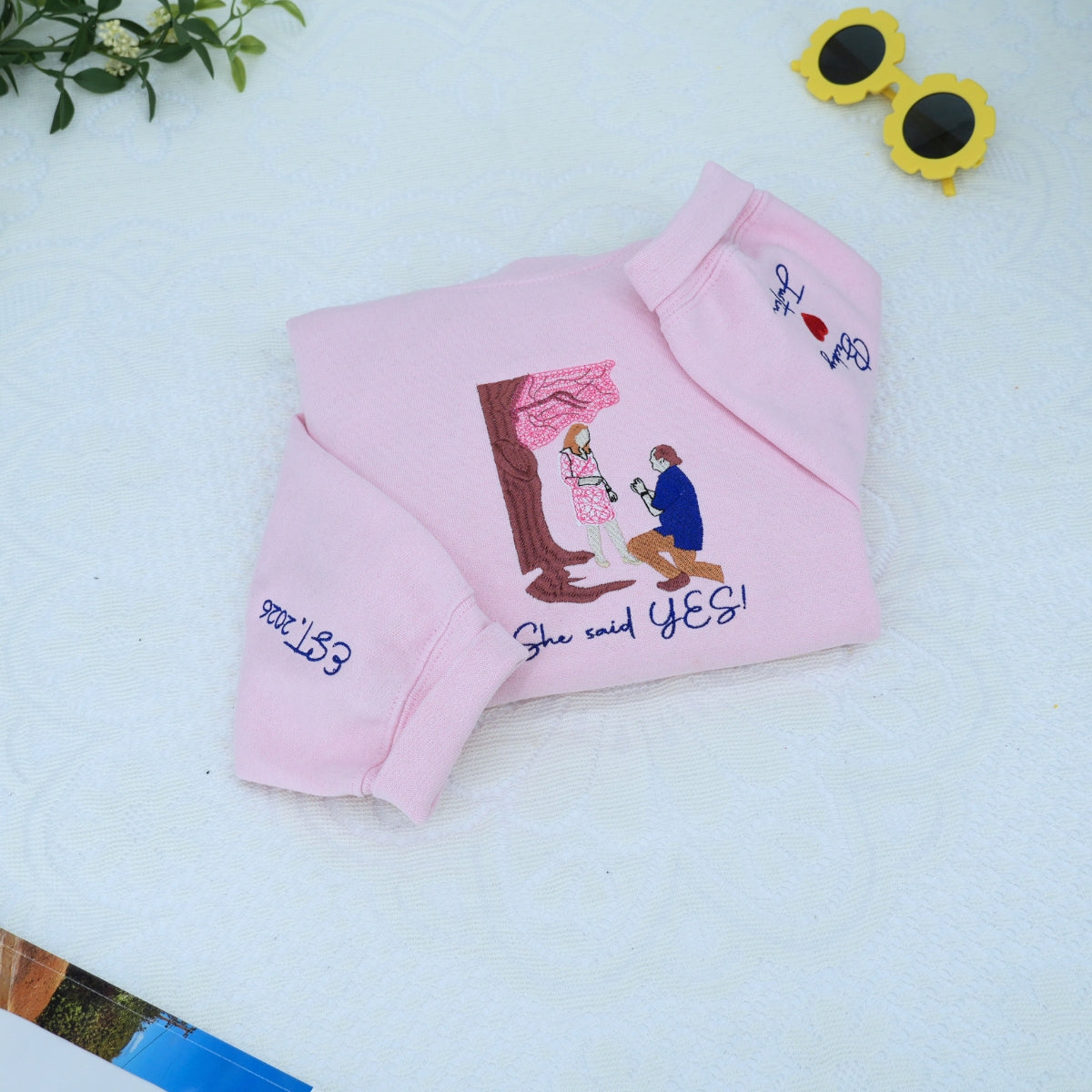 Proposal Custom Embroidered Hoodies - Personalized Portrait from Photo - Couple Gift