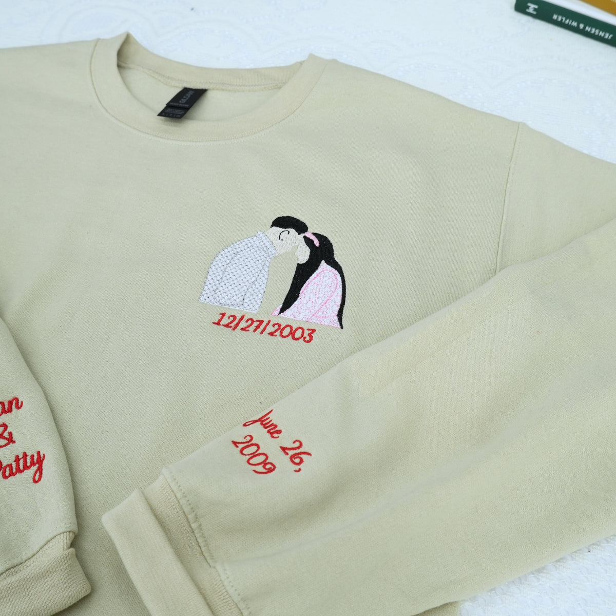 Proposal Custom Embroidered Hoodies - Personalized Portrait from Photo - Couple Gift