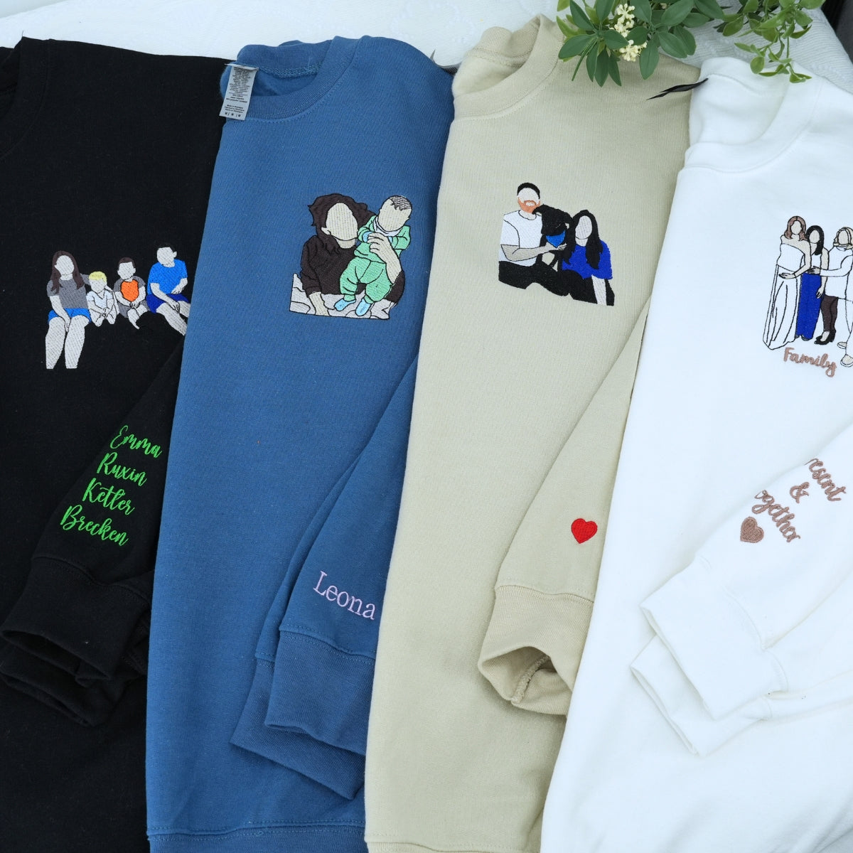 Proposal Custom Embroidered Hoodies - Personalized Portrait from Photo - Couple Gift