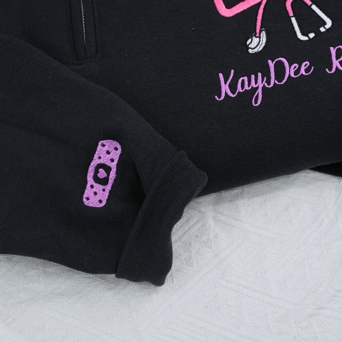 RN Custom Embroidered Quarter-Zip - Personalized Name Registered Nurse Sweatshirt Gift