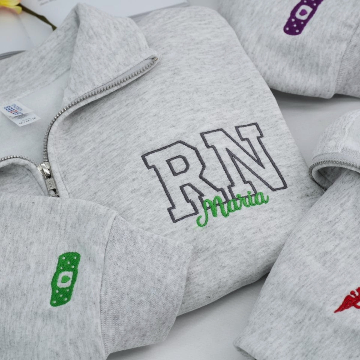 Nurse Custom Embroidered Quarter-Zip Sweatshirt - Personalized RN Gift for Professionals