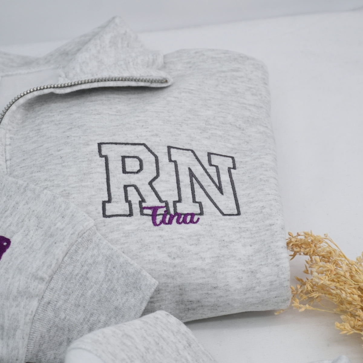 Nurse Custom Embroidered Quarter-Zip Sweatshirt - Personalized RN Gift for Professionals