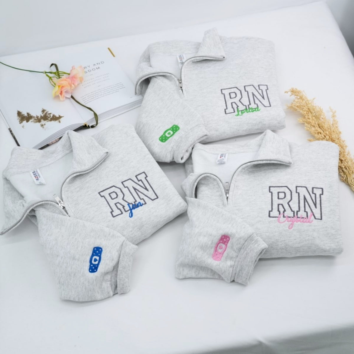 Nurse Custom Embroidered Quarter-Zip Sweatshirt - Personalized RN Gift for Professionals