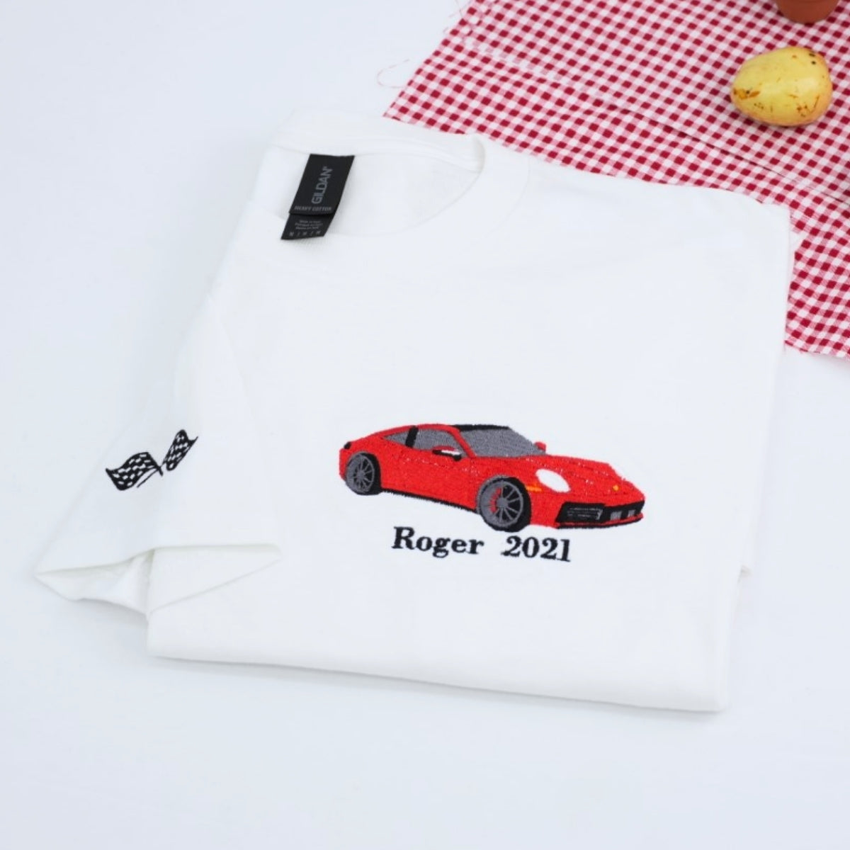 Sports Car Custom Embroidered T-Shirt - Personalized Auto Apparel Gift for Car Lovers