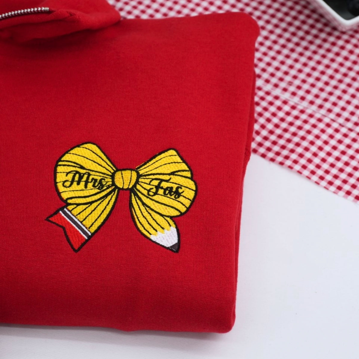 Teacher Bow Custom Embroidered Quarter-Zip - Personalized Education Apparel Gift