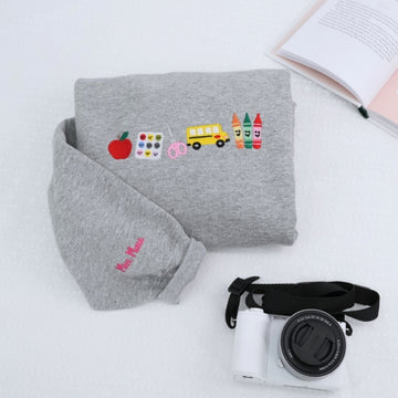 Teacher Mrs. Custom Embroidered Zip-Up Hoodie - Personalized Back to School Gift