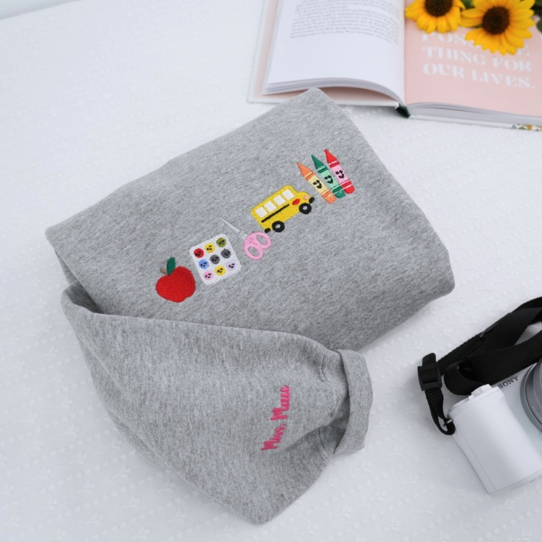 Teacher Mrs. Custom Embroidered Zip-Up Hoodie - Personalized Back to School Gift