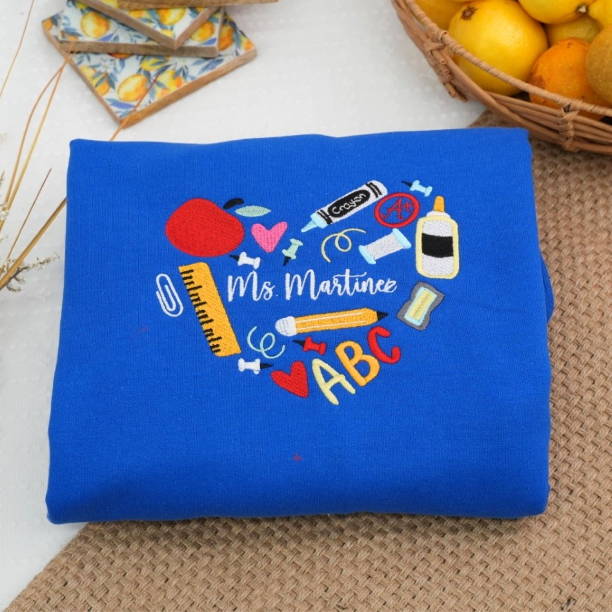 Teacher Custom Embroidered Zip-Up Hoodie - Personalized Educator Back to School Gift