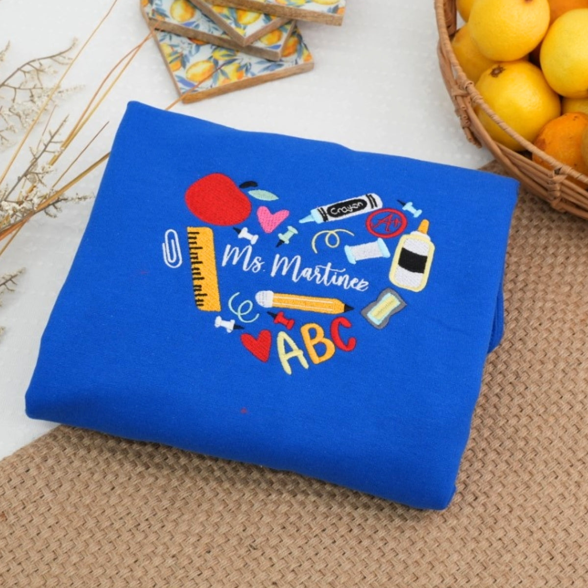 Teacher Custom Embroidered Zip-Up Hoodie - Personalized Educator Back to School Gift