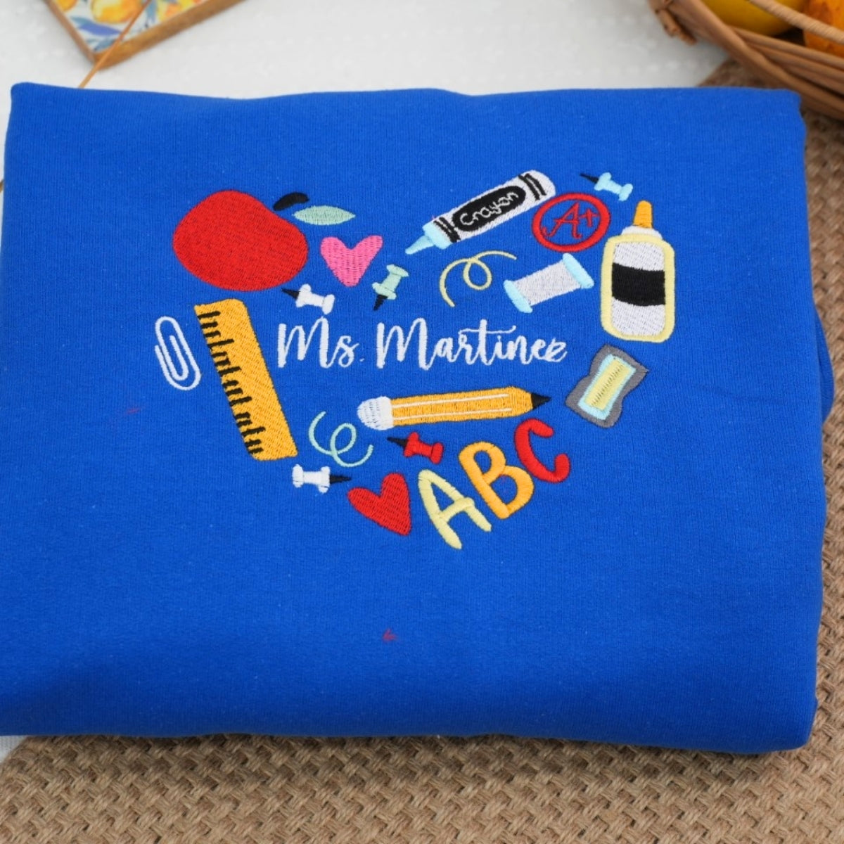 Teacher Custom Embroidered Zip-Up Hoodie - Personalized Educator Back to School Gift