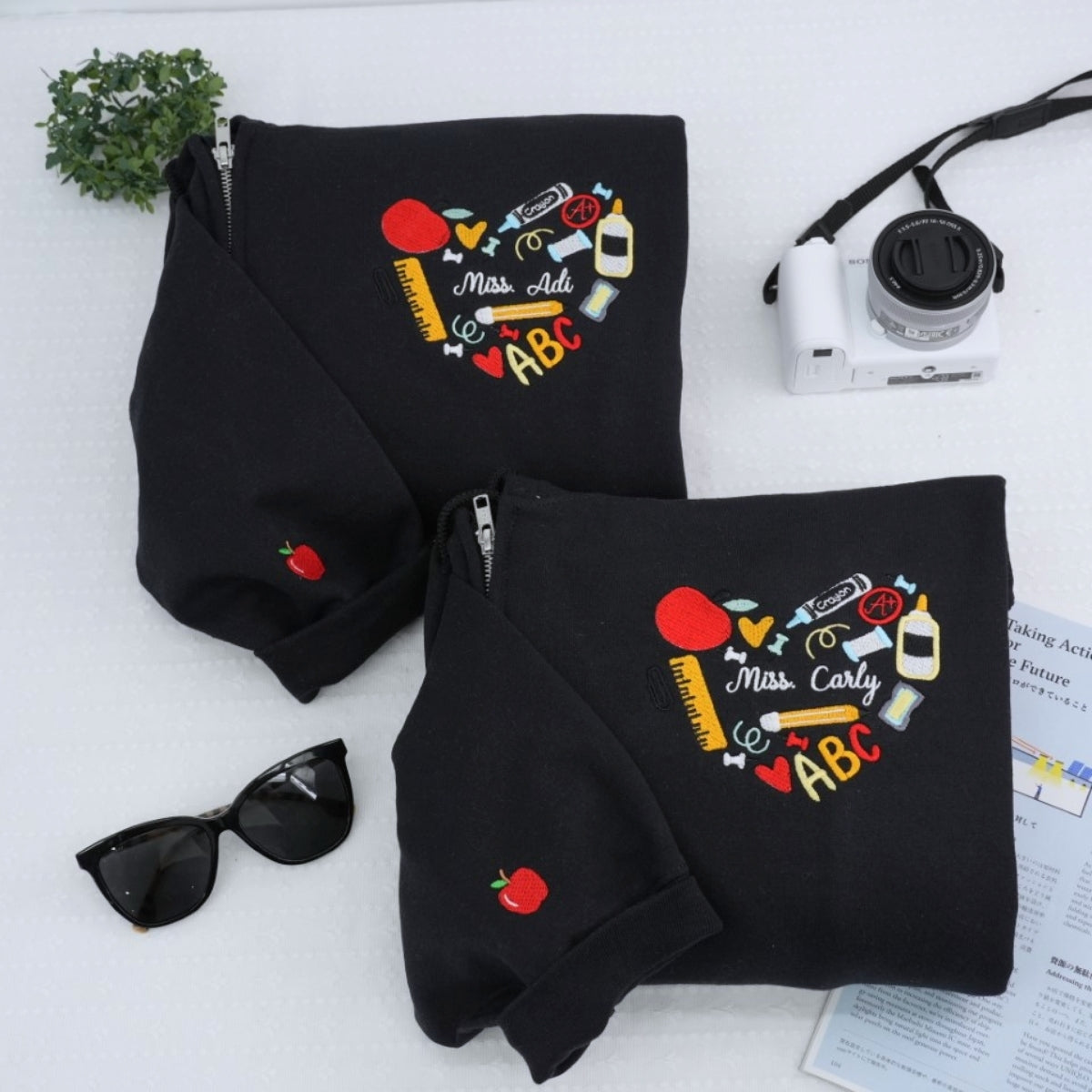 Teacher Custom Embroidered Zip-Up Hoodie - Personalized Educator Back to School Gift