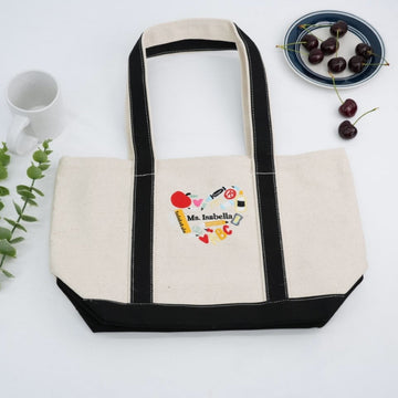 Teacher Name Custom Embroidered Tote Bag - Personalized School Supply Gift