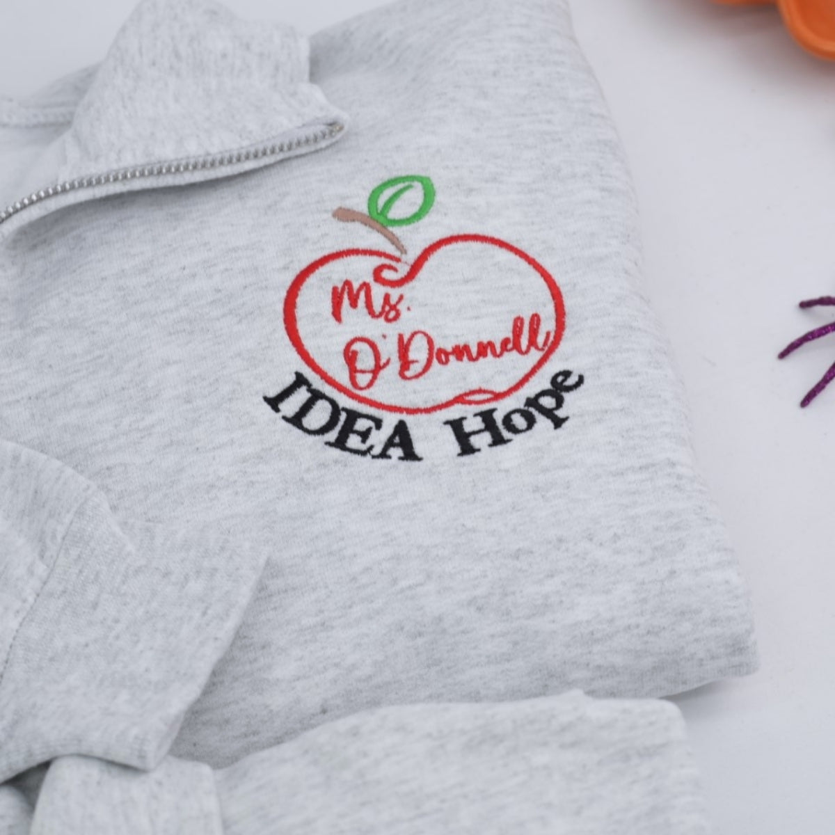 Teacher Custom Embroidered Quarter-Zip Hoodie - Personalized Educator Apparel Gift