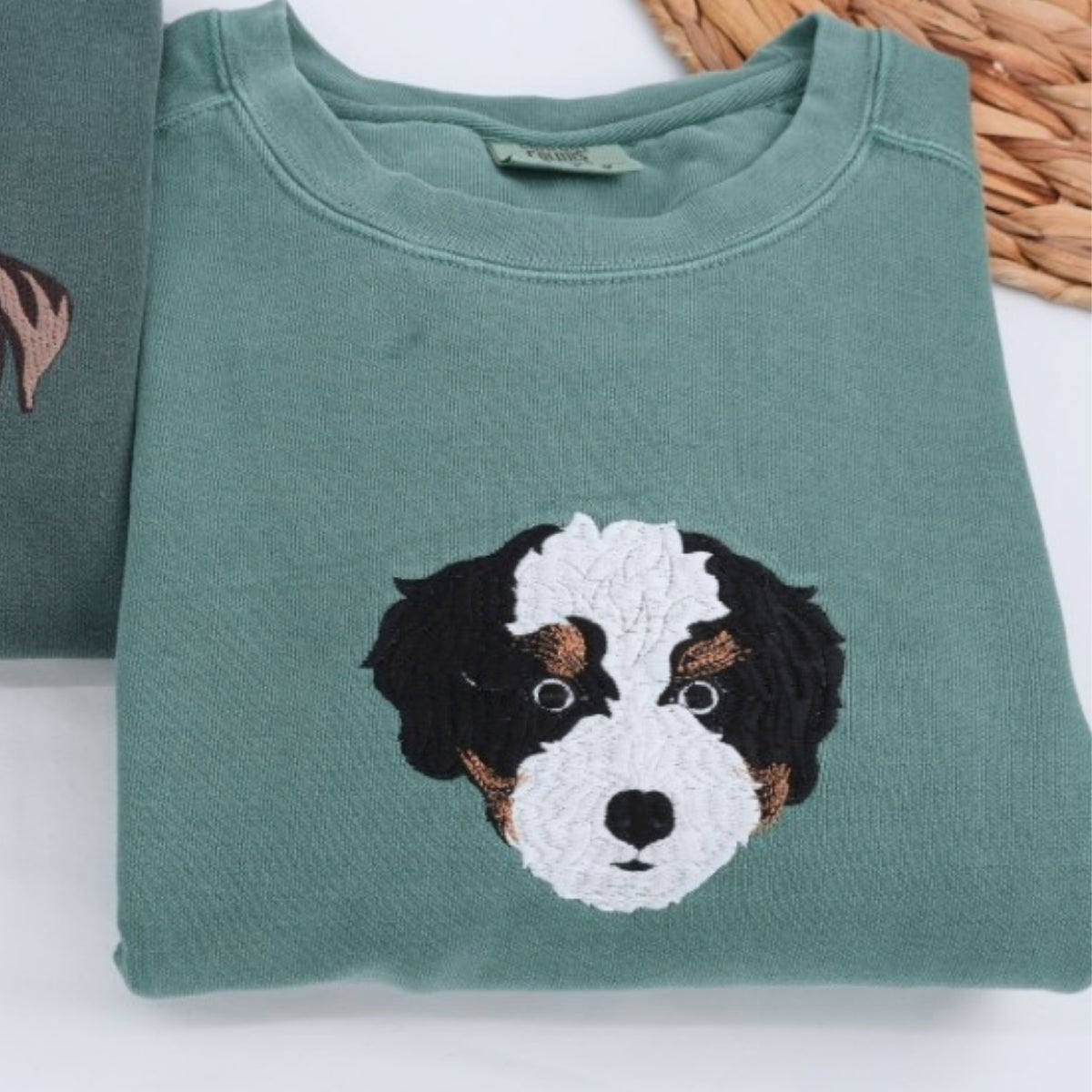 Personalized Dog Portrait Sweatshirts - Custom Dog Face Embroidered Hoodies - Dog Name Gift for Dog Mom Dad - Premium Pet Memorial Apparel