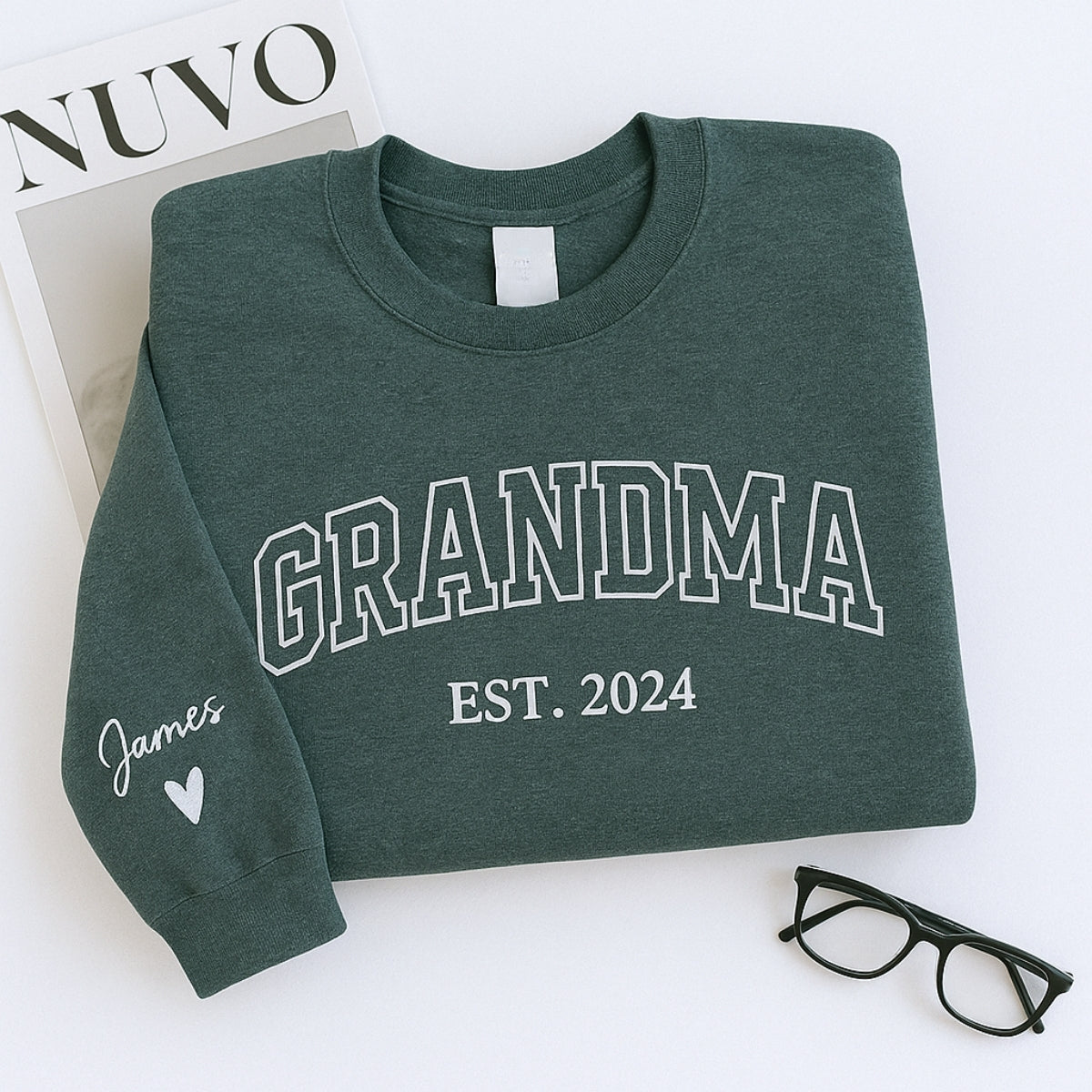 Personalised Grandma Sweatshirt | Custom EST Embroidered - Grandchildren Names Gift