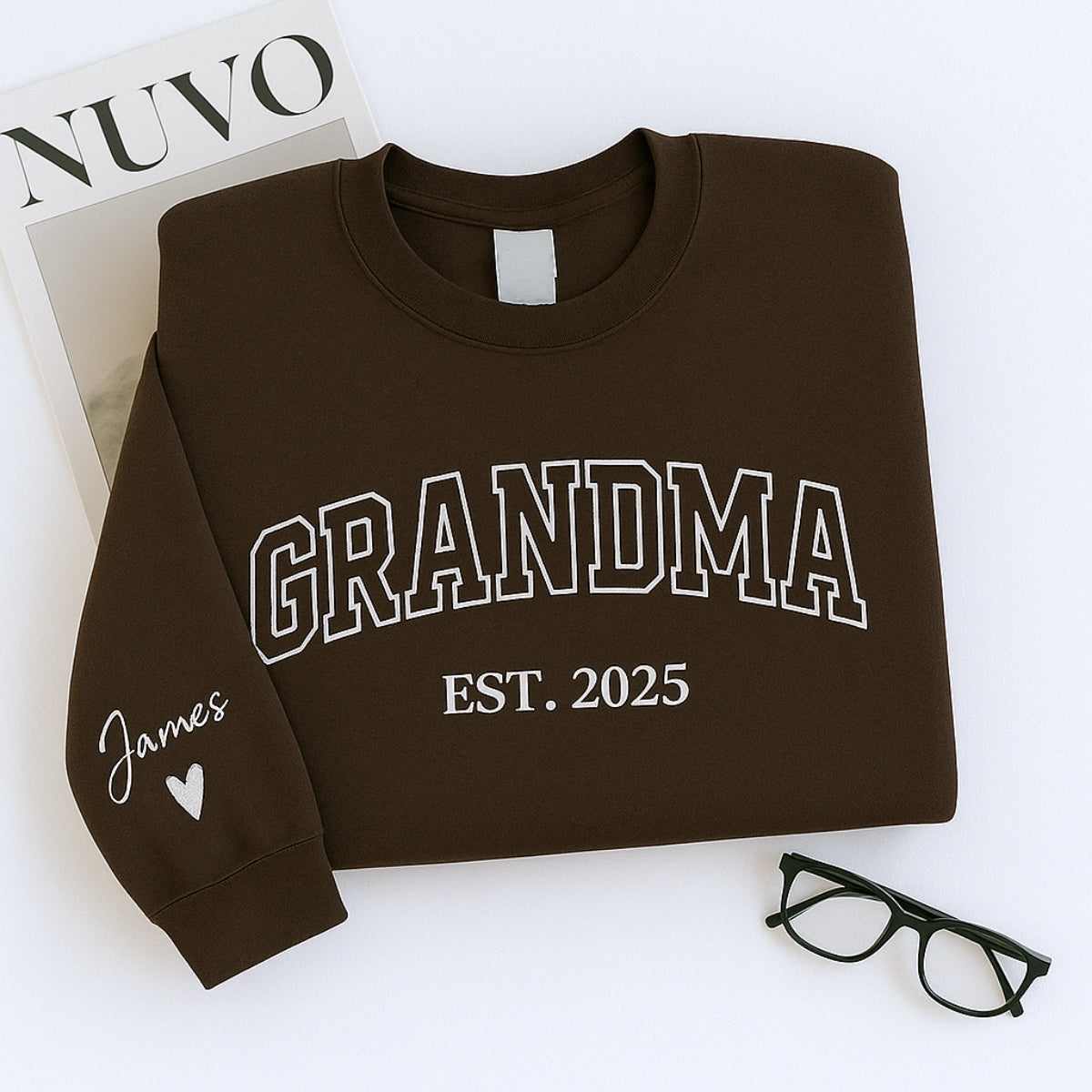 Personalised Grandma Sweatshirt | Custom EST Embroidered - Grandchildren Names Gift