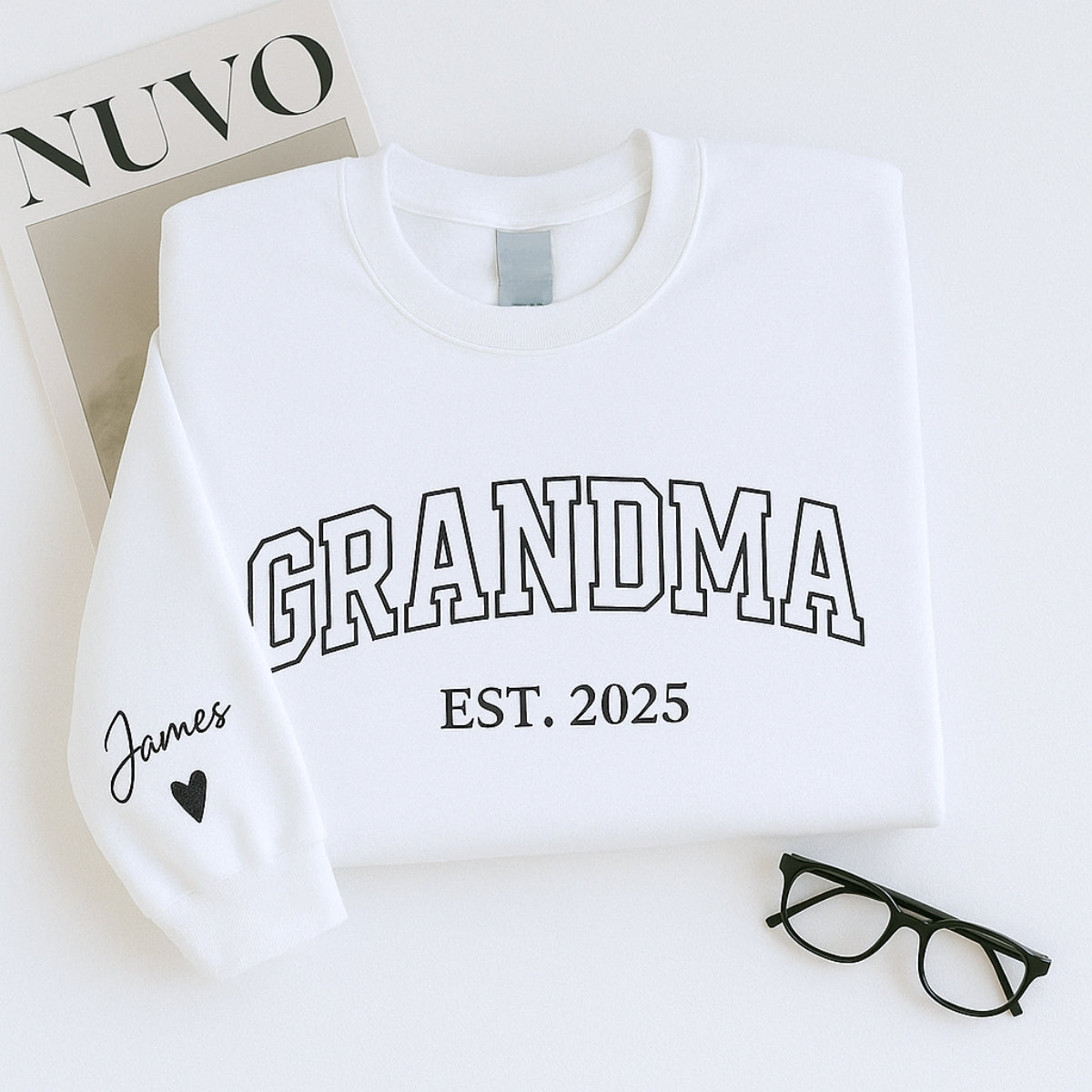 Personalised Grandma Sweatshirt | Custom EST Embroidered - Grandchildren Names Gift